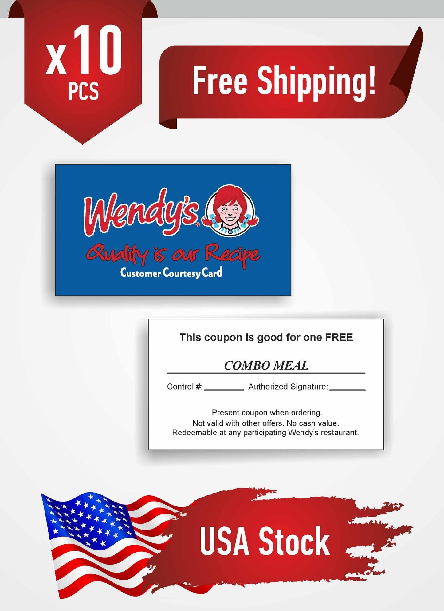 x10 WENDYS Vouchers Free Any Extra Value Meal - No expiration date